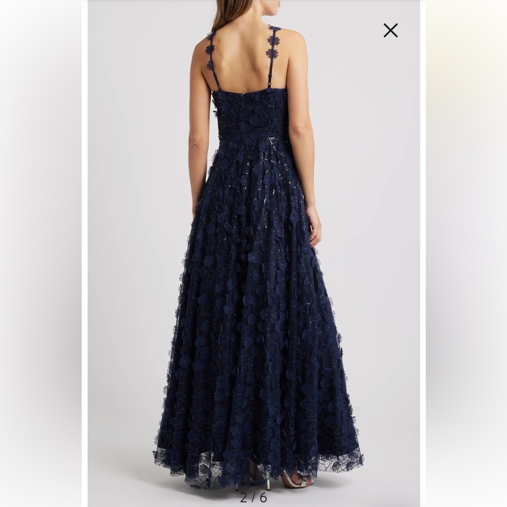 Eliza J Navy Embellished Halter Maxi Dress - Picture 4 of 11